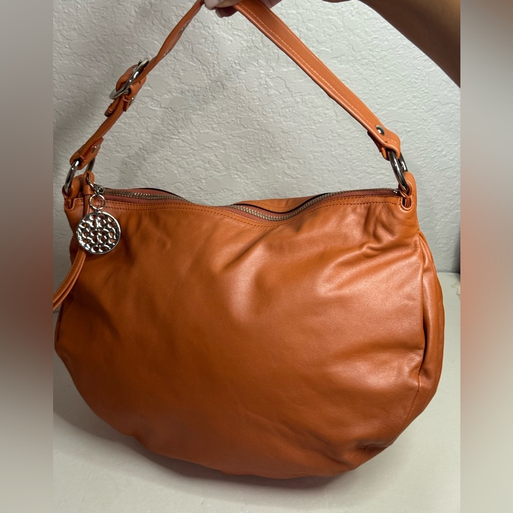 Coach Burnt Orange Leather Shoulder Bag Hobo Style Purse #13655 - Picture 4 of 13